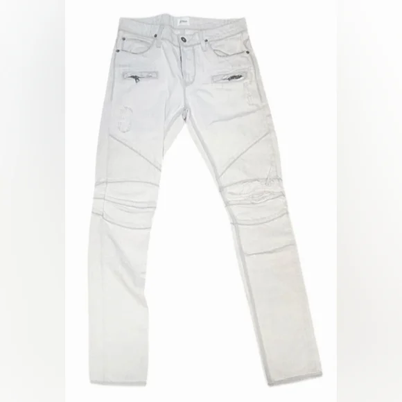 HUDSONWhite Blinder Skinny Biker Moto Distressed JeansSize: 30x32